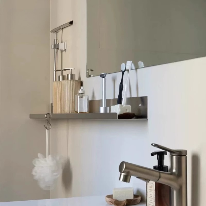 Desk Setup Minimalist - Łazienka Minimalistyczna półka ze stali nierdzewnej