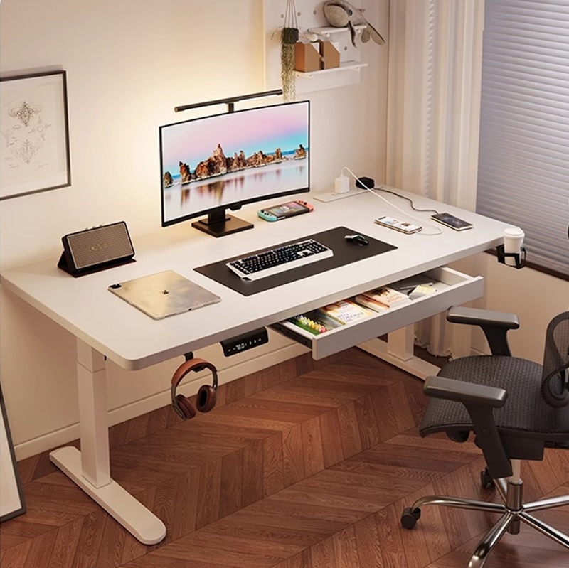 Desk Setup Office - Nowoczesne elektryczne biurko stojące z dwoma