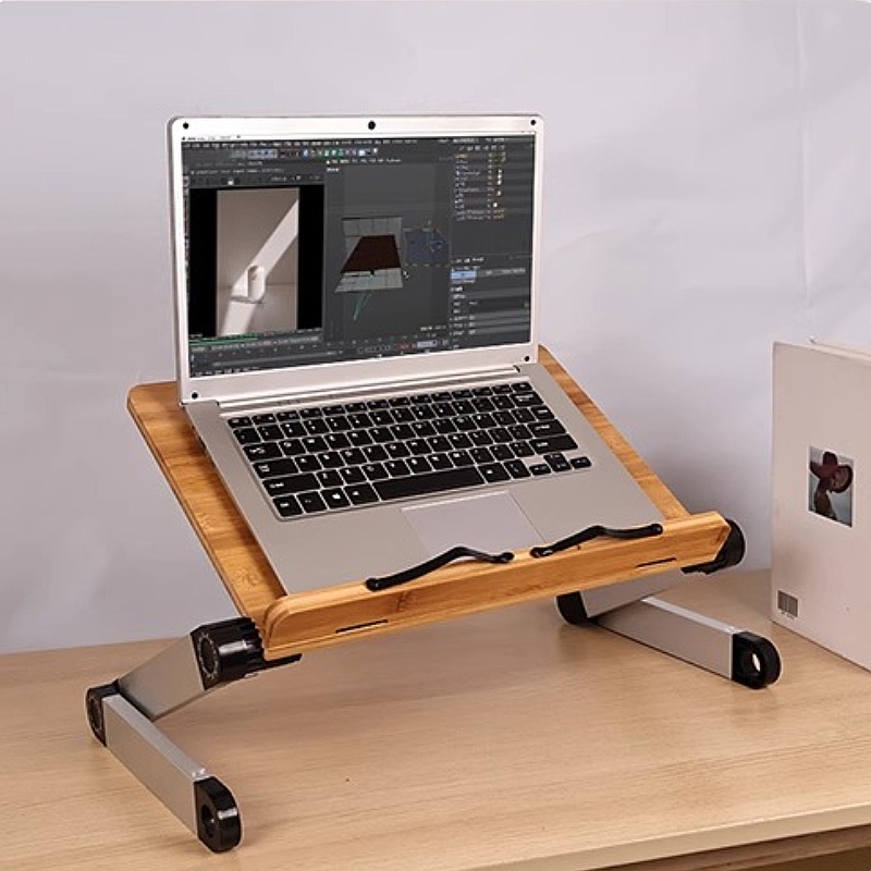 Desk Setup Books - Regulowany bambusowy stolik do łóżka, składany