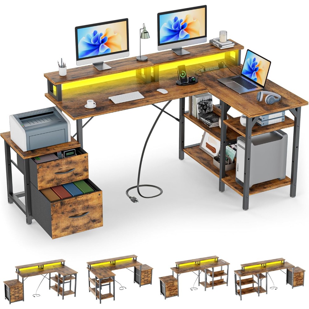 Biurko biurowe z szufladami na – Desk Setup Corner recenzja i cena