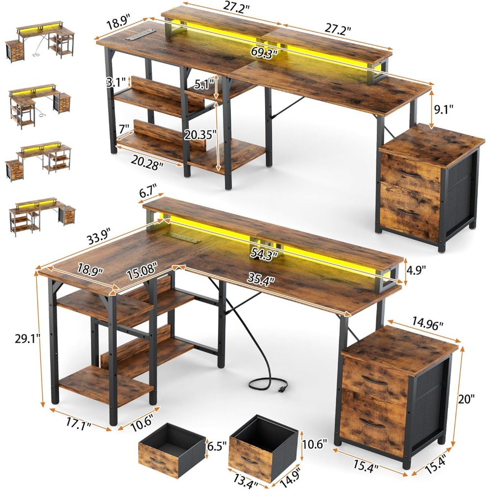 Biurko biurowe z szufladami na – Desk Setup Corner recenzja i cena